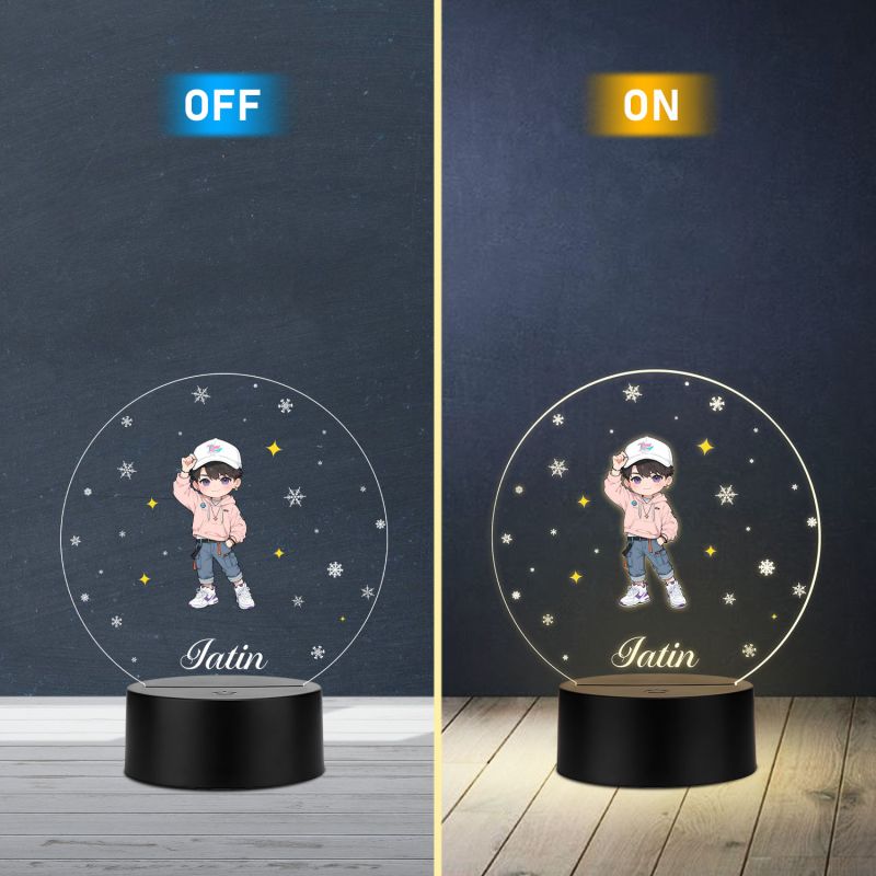 Personalized Boy LED Night Light, Custom with Name Warm White Light Kids Room Bedside Lamp Birthday Return Gift for Kids Boys